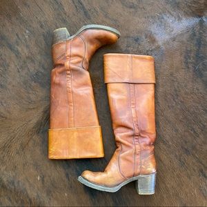 Vintage Knee High Frye Boots Saddle Colored